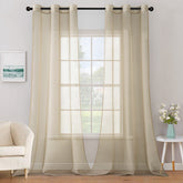 MIULEE Solid Color Sheer Curtains 96 Inches Long 2 Panels Set Beige